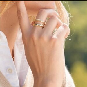 Loren Stewart Curateur Open Band Ring 14k Gold Plated Size 7 Double Band NWT